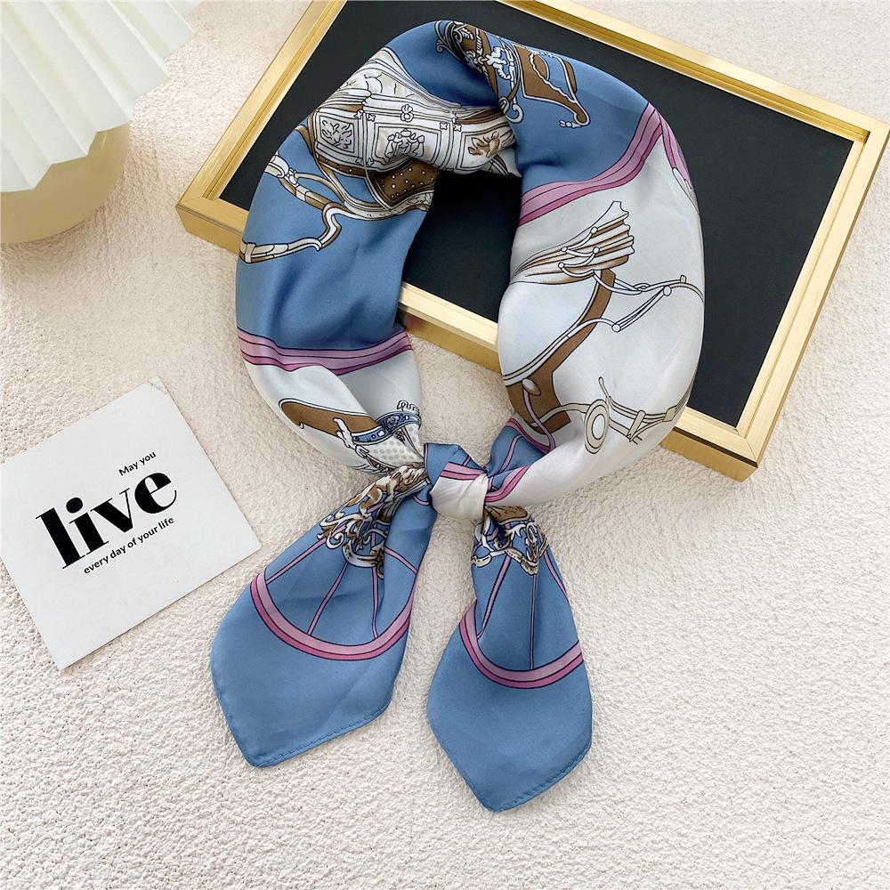 70 Silk Scarf: Small Square for Women - Lightweight Korean Fashion, Perfect for Spring, Summer, Autumn; Stylish for Flight Attendant or Neck Accessory