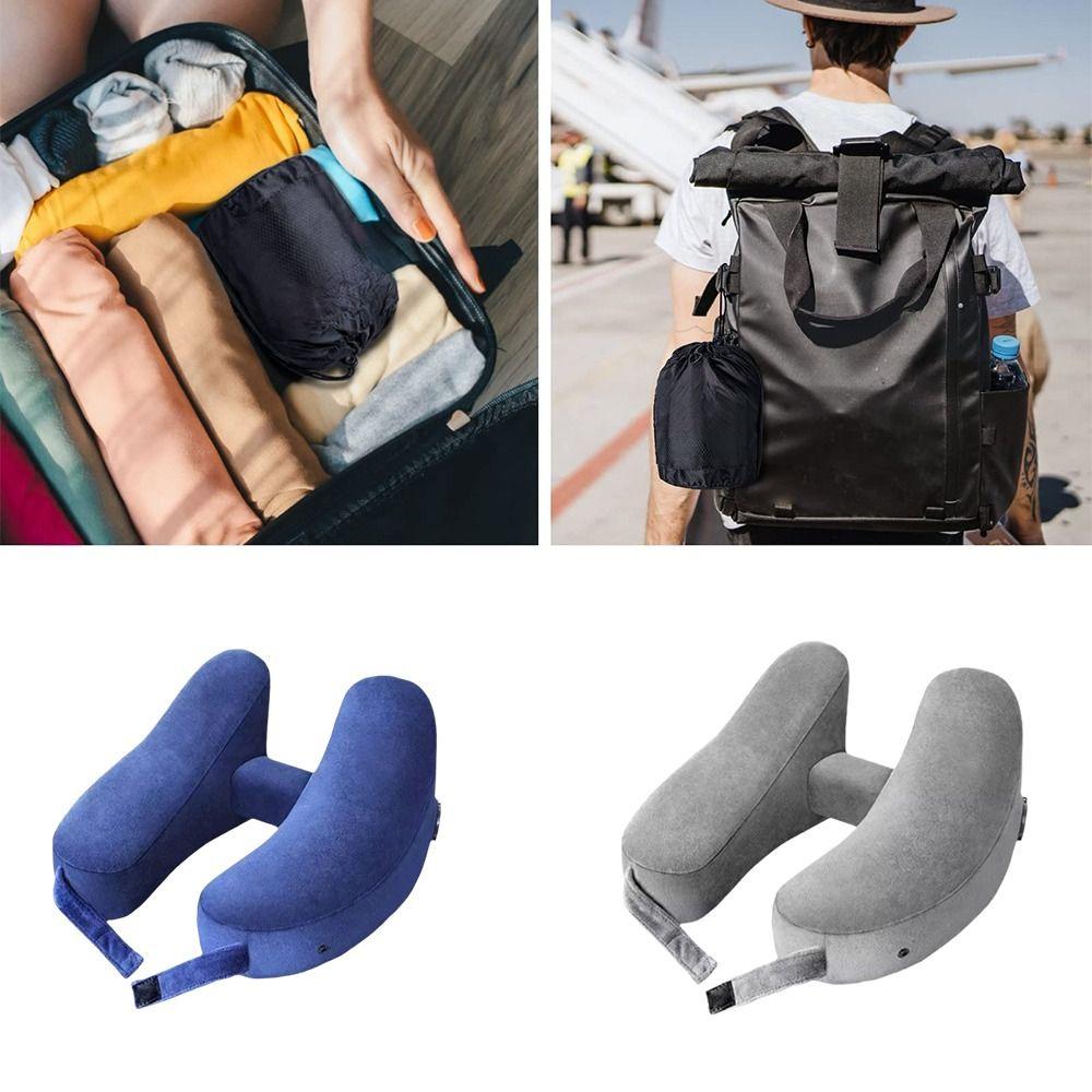 Storage Bag Travel Neck Pillow Soft Velour Cover H-Shaped Neck Pillow Neck Support Pillow  Car Use