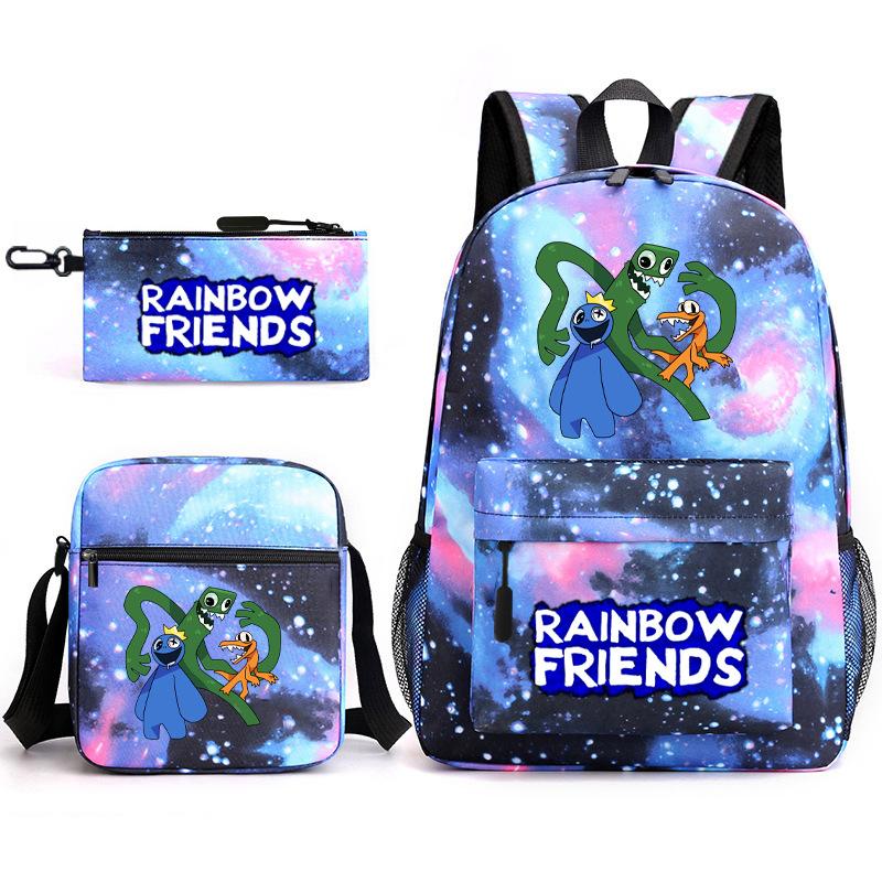 Rainbow Friends Surrounding Backpack Elementary School Student Starry Sky School Bag Three-piece Set