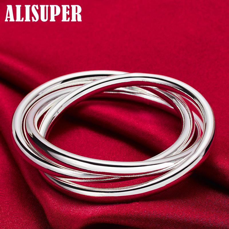 Βραχιόλι 925 από ασήμι 925 Κόσμημα από μασίφ βραχιόλι με τρεις κλωστές