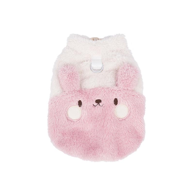 

Pet clothes autumn and winter three-dimensional embroidery fleece warm jacket two-legged zipper-type dog clothes S