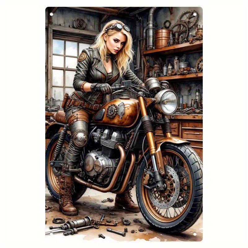 Retro Metal Tin Sign Car Engines & Characters Decor for Garage Man Cave 20x30 Cm