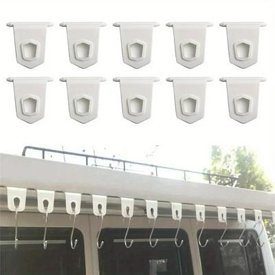 10pcs White/Black Universal Awning Clothes Hook Racks for RV Camper Caravan Party Light Holder RV Awnning Hook Accessories