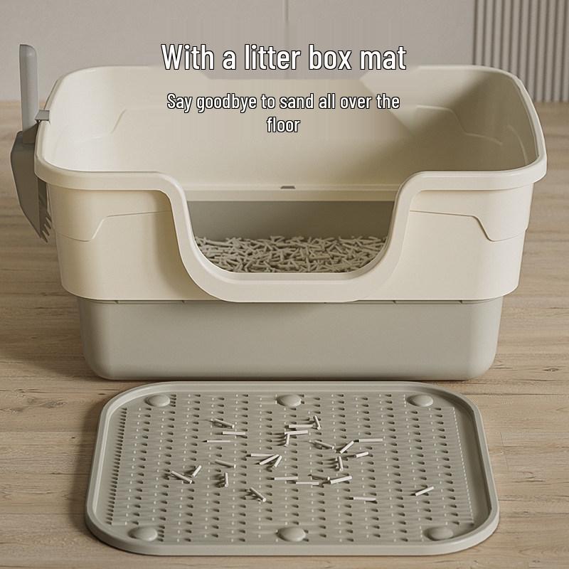 Giant Semi-Enclosed Anti-Splash Deodorizing Cat Litter Box with Mat