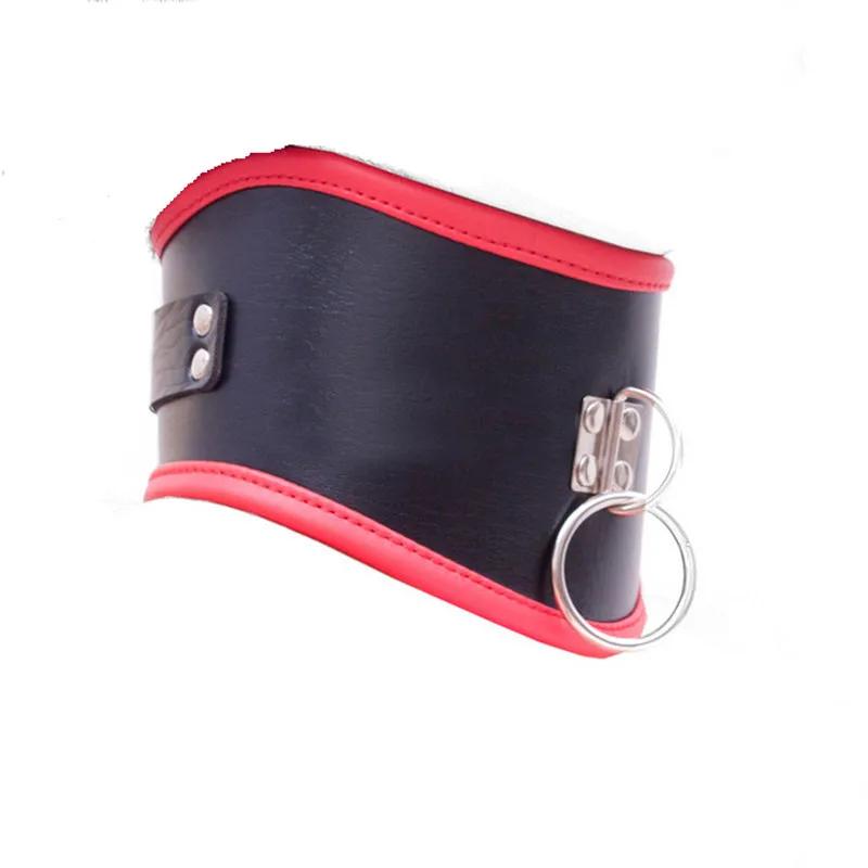 Erotický černý měkký houbičkový polstrovaný vnitřek kožený chastity postojový krční obojek pro choker bondage párový postroj sexuální produkty