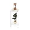 Furinno Besi Series High Side Table with Steel Legs, 2 Tiers, White/Black [Officially Imported from Japan] 23079WHBK