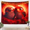 Romantic Love Tapestry Wall Decor Cute Chicks and Red Roses Floral Bird Art Cozy Fairy Lights Home Decoration Gifts