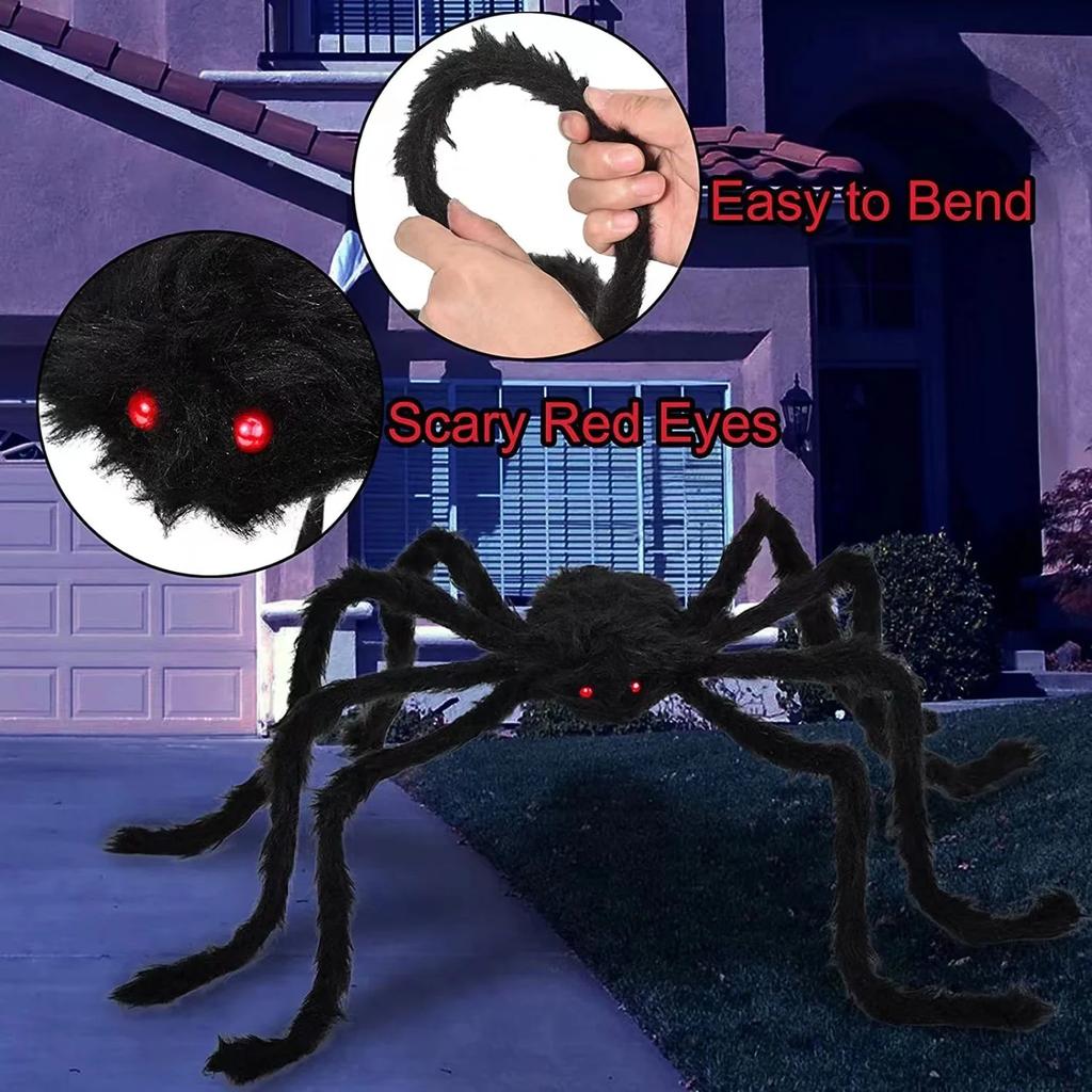 Halloween Decoration Giant Spider, Suitable for Garden Lawn and Indoor Decoration Props, Party Trick Simulation Balck Spider