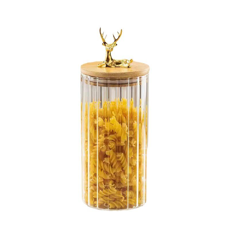 Nordic Deer Head Borosilicate Glass Airtight Jar with Lid for Tea, Chenpi, and Grain Storage