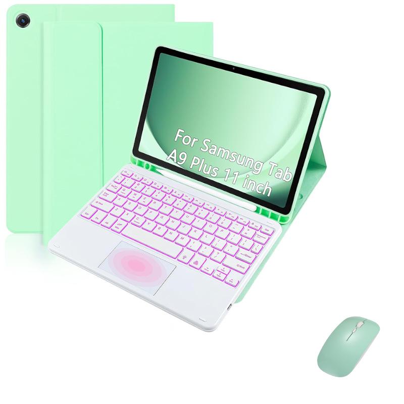 Samsung Tablet A9 Plus 11-Inch Leather Protective Case with Seven-Color Backlit Touchpad Bluetooth Keyboard and Pen Slot