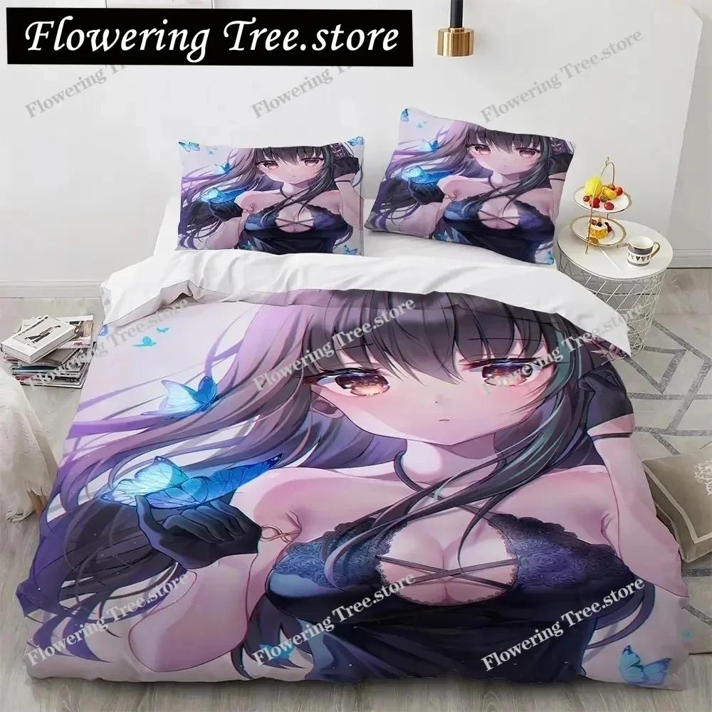 Kawaii Anime sexy Girl Bedding Set,Duvet Cover Comforter Bed Set Quilt Cover Pillowcase,King Queen Twin Size Boys Girls Adults