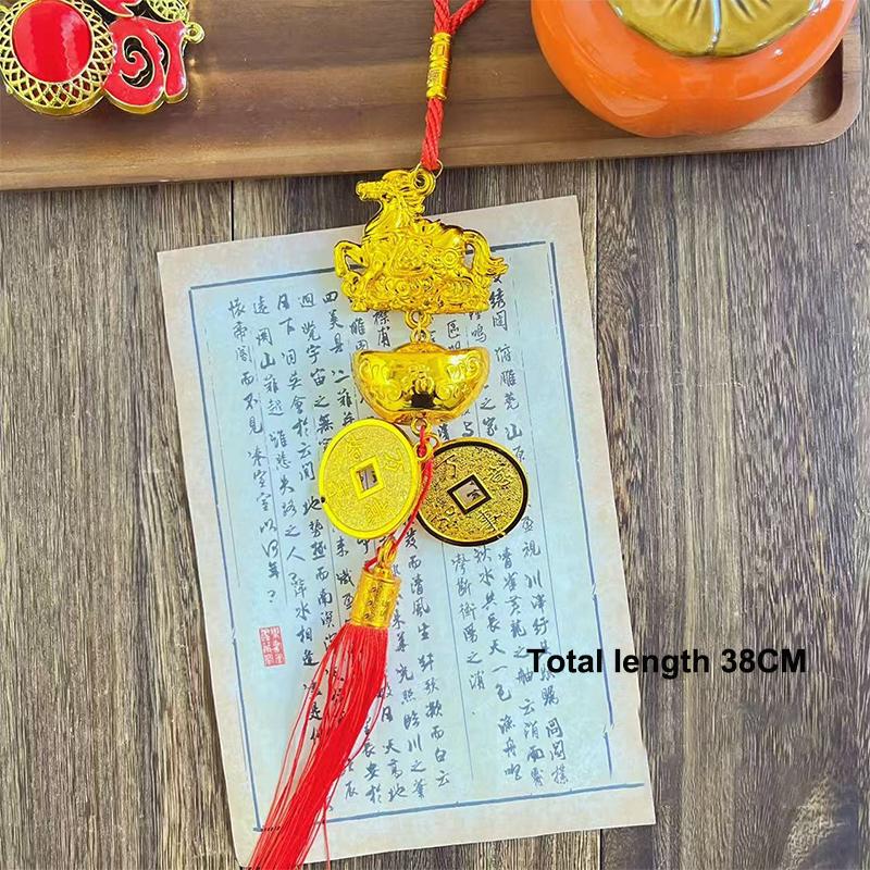 2026 Year Of The Horse Wall Hanging Ornament Green Plant Potted Lucky New Year Decoration 2026 Year Of The Horse Wall Hangingift