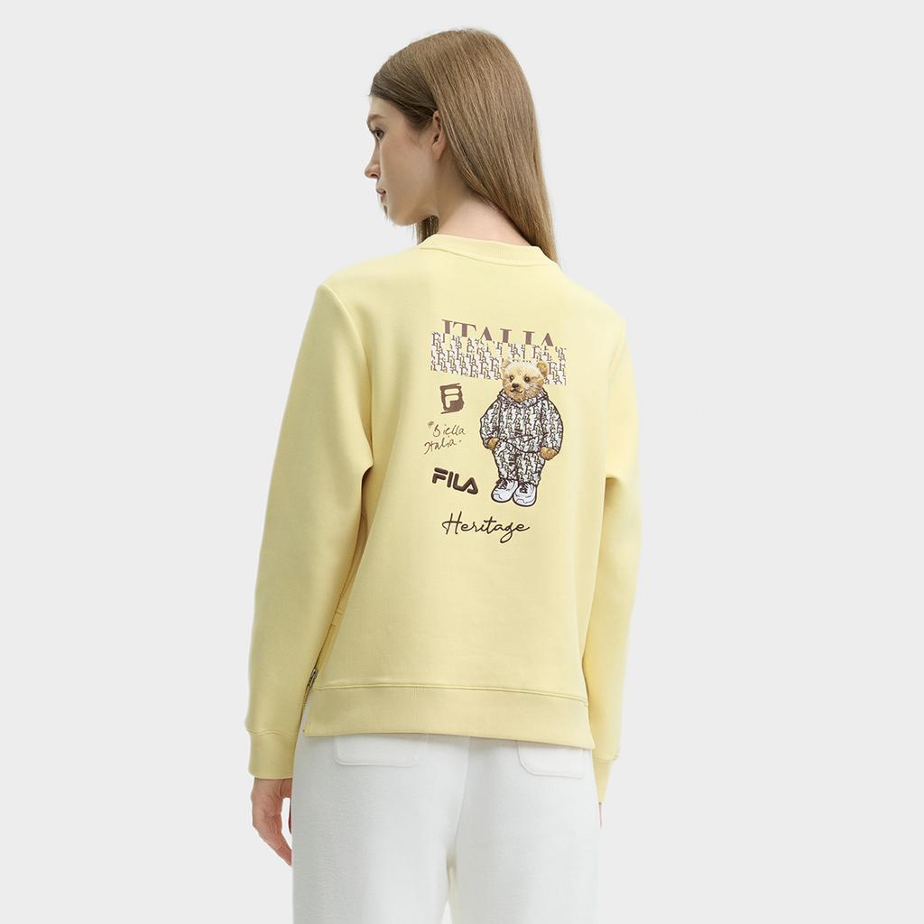 FILA Heritage Fashion Versatile Letter Pullover Long Sleeve Sweatshirt Women sweatshirt Yellow-Azalea F11W448214FYE
