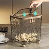 Trash Can Transparent Water Ripple with Press Trash Bin Lid Office Wastebasket for Home Bedroom