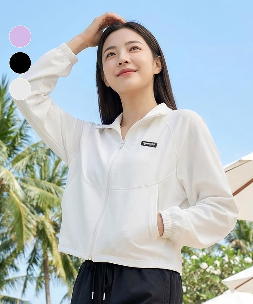 Helingbon Women'S Zip-Up Rash Guard Loose Fit Crop Beachwear Top (3 Colors) / Ri382W