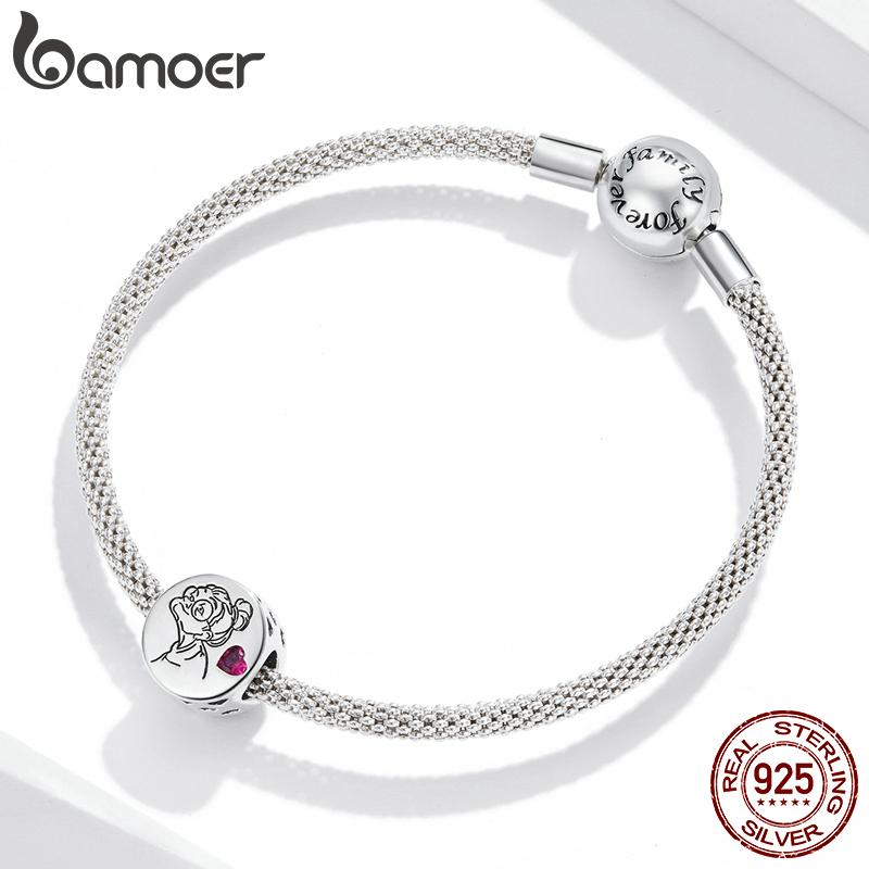 bamoer Family Letter Floral Bead Grandma Nana Heart 925 silver CZ Charms fit Original Bracelet Bangle Jewelry SCC1762