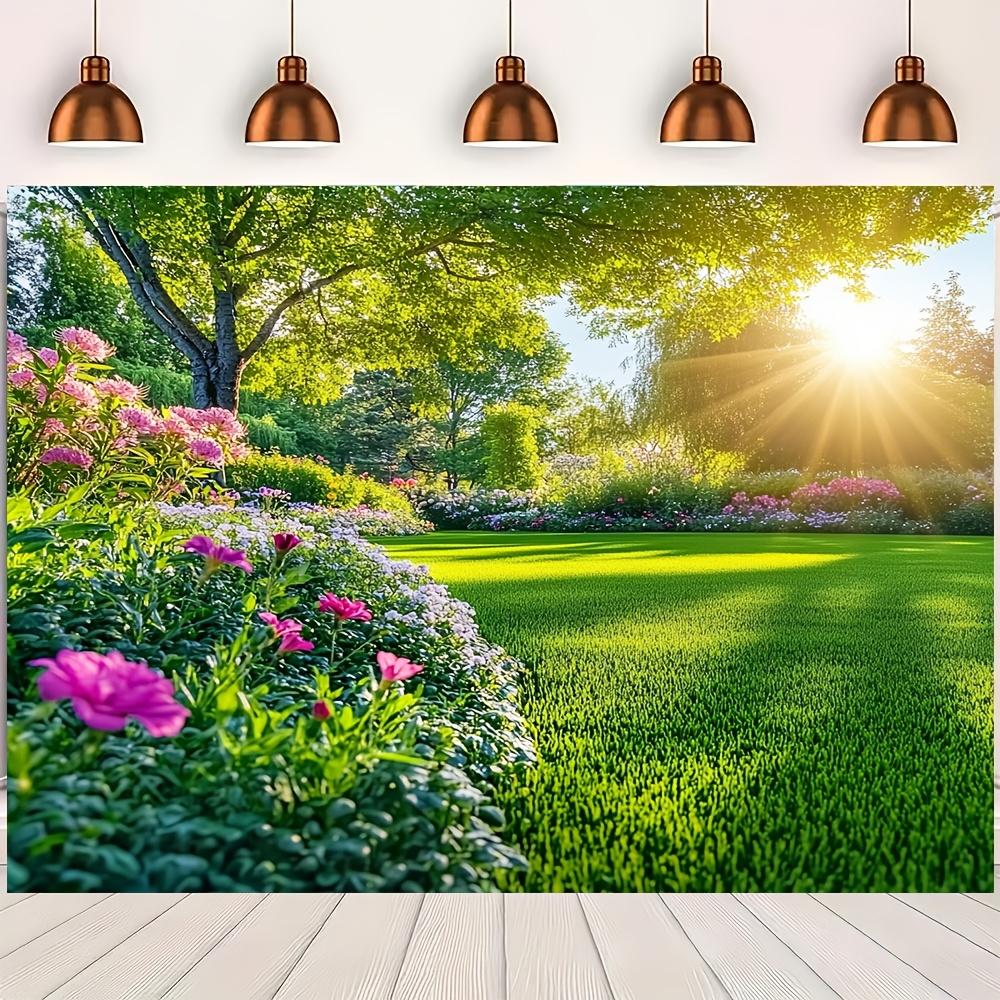 A Vibrant Spring Garden Party Banner - Made of Durable Polyester - Is Perfect for Outdoor Celebrations and Garden Decorations