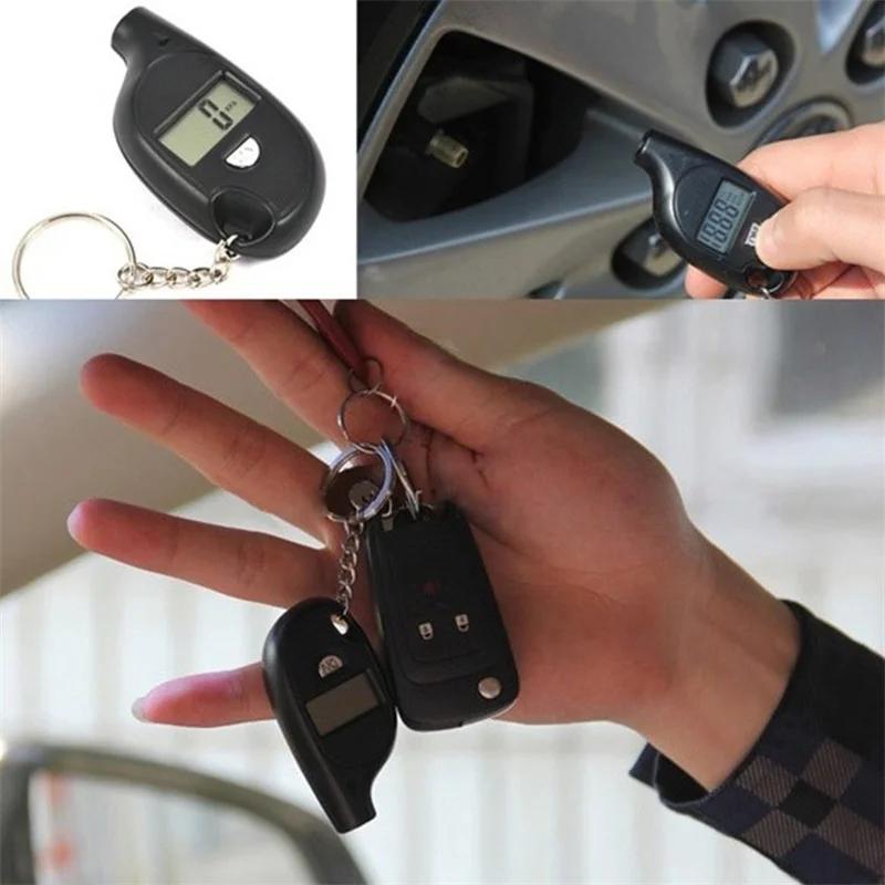 Keychain Style Tire Gauge Digital Lcd Display Monitor Systems Car Tire Air Pressure Tester Meter  Motorcycle Tire Safety Alarm