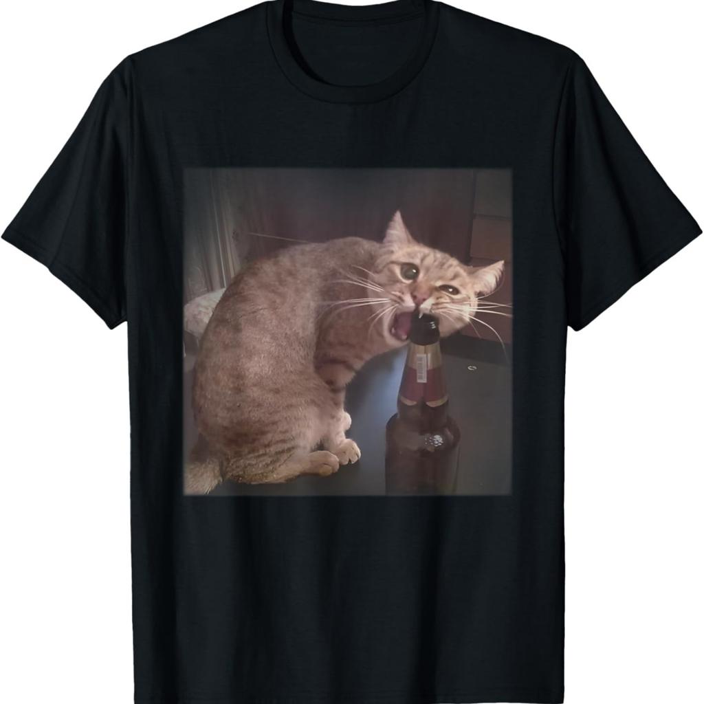 Funny Beer Cat Meme Humor Party Animal Gifts Men Women T-Shirt