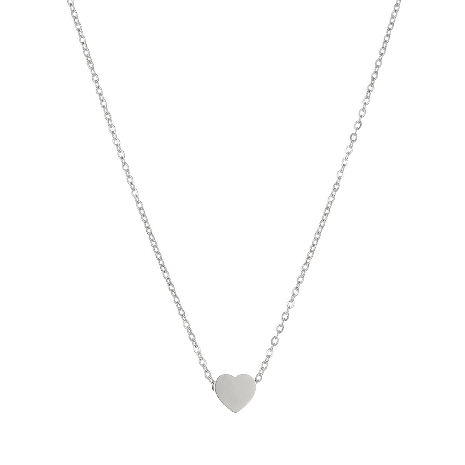 

Metal Heart Pendant Multi-Purpose Stylish Clavicle Neck Chain Wear Resist All-Match Pendant Choker Gifts for Friend серебряный
