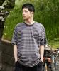 MINIMALPROJECT Minimal Embroidered Logo Border Multi-Stripe Short Sleeve T-Shirt Mst187 [Darkgray]