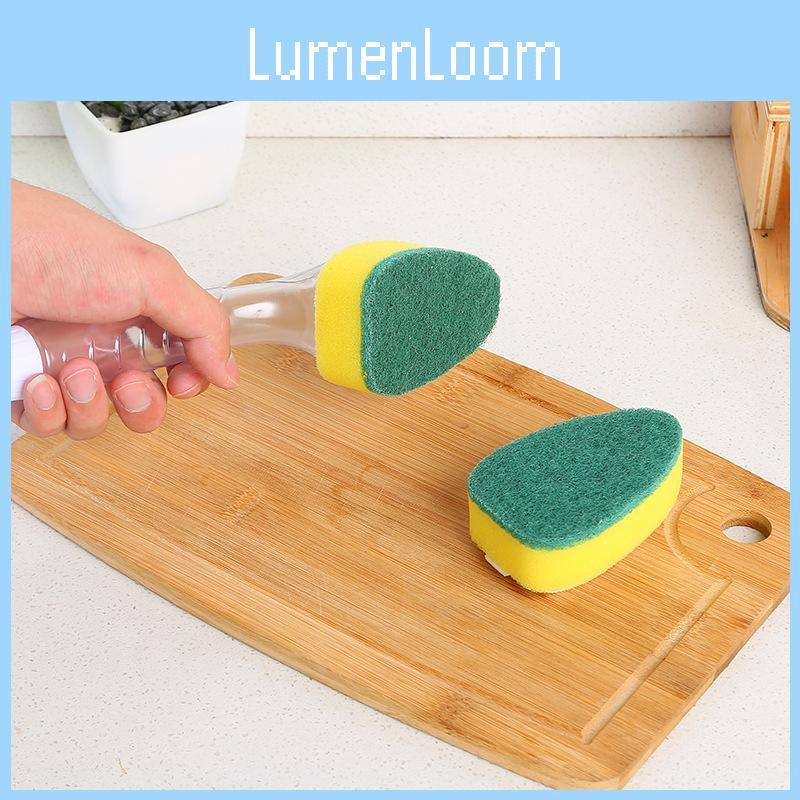 Long Handle Kitchen Sponge Brush With Detergent Dispenser For Pots And Pans