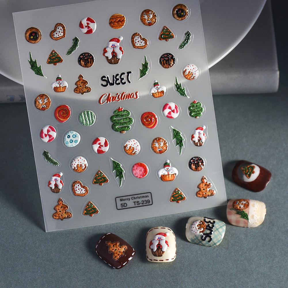 

Childlike DIY Christmas Nail Art Stickers - Tree & Cookie Decorations