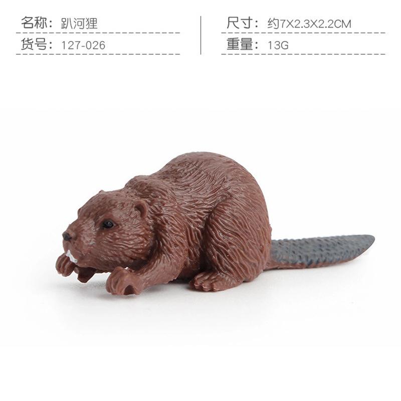 Simulation Forest Animal Set Model 10-Piece Fox Mink Bear Beaver Piglet Desktop Static Ornament Toy Batch
