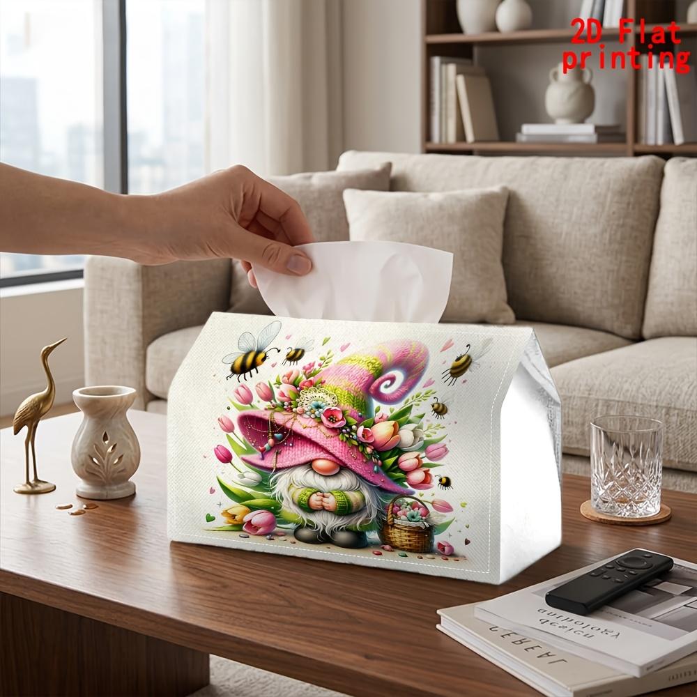 2D Flat 1pc, Tissue Box. Spring Little Dwarf Pattern Napkin Dispenser, Reusable, Daily Desktop Tissue Organizer, Suitable for Kitchen Living Room Bedr
