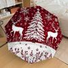 1pc Christmas Scene with Snowy Tree and Deer Umbrella with Plastic Handle,Suitable for All Seasons Home Travel Outdoor UmbrellaDD1298