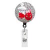Rhinestone Heart Shape EKG Syringe Stethoscope Rotating Badge Holder Retractable Badge Reel Gift for Doctor and Nurse