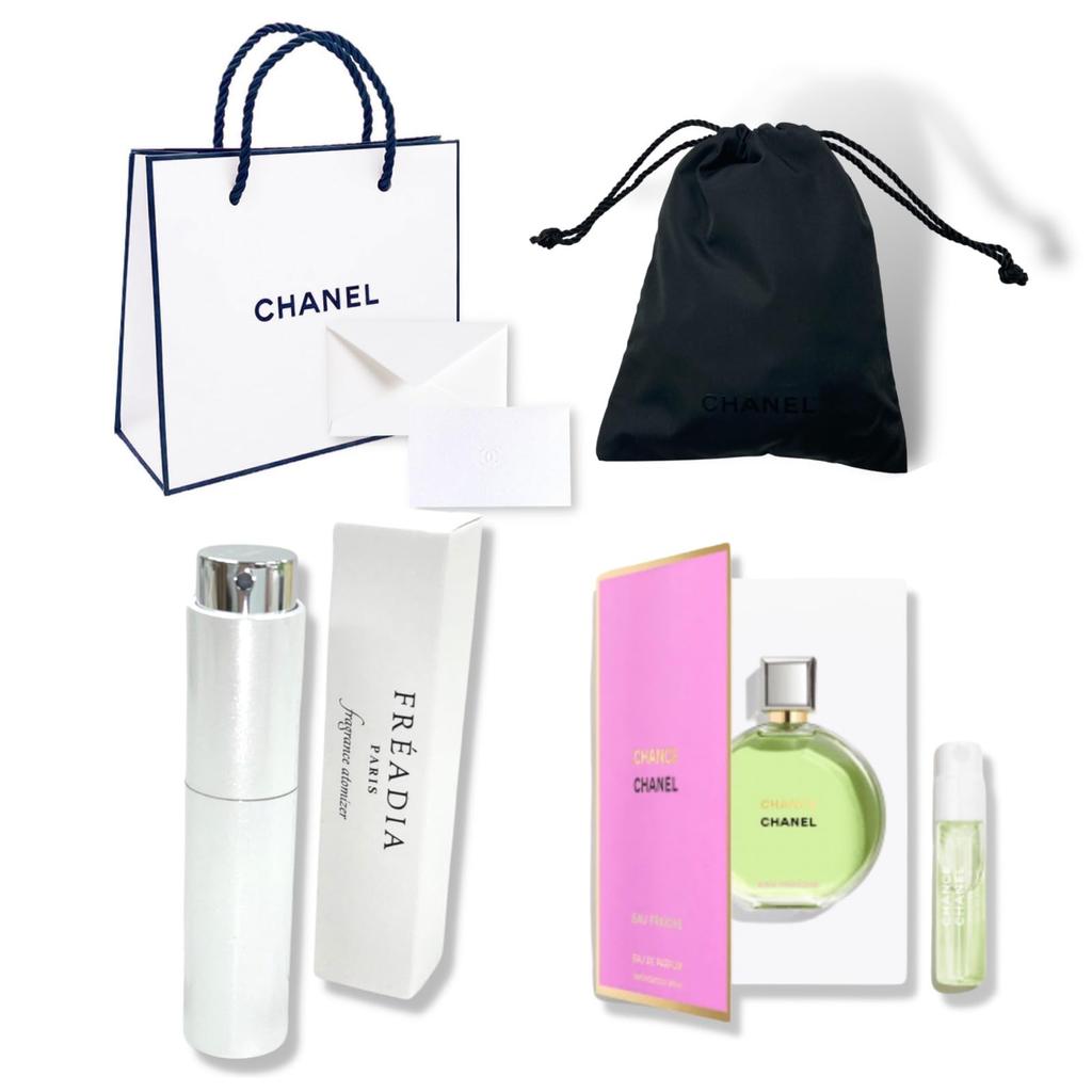 CHANEL Chance Eau Eau de Parfum Eau de Perfume Drawstring and Perfect as a Return Birthday White or [Set] Fraîche Parfum, Pouch, Bag, Atomizer. Gift,