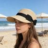 Chapeau de paille Large Ruban Noir Nœud Dôme Visière Plate Casquette de Baseball Léger Respirant Chapeau Protection Solaire