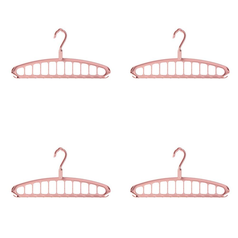 4PCS Non-slip Clothes Hanging Rack Space-Saving Drying Clothes Rack  Trousers розовый