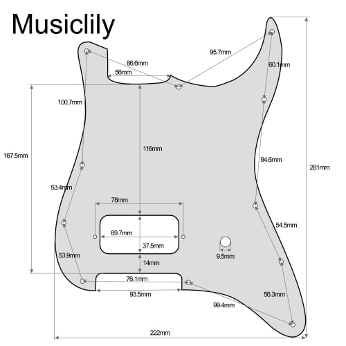 Musiclily Pro 11-Hole Strat Pickguard with 1 Humbucker Pot Slot for Fender American/Mexican Tom Delonge Strat Electric Guitars, Brown Tortoiseshell, 4