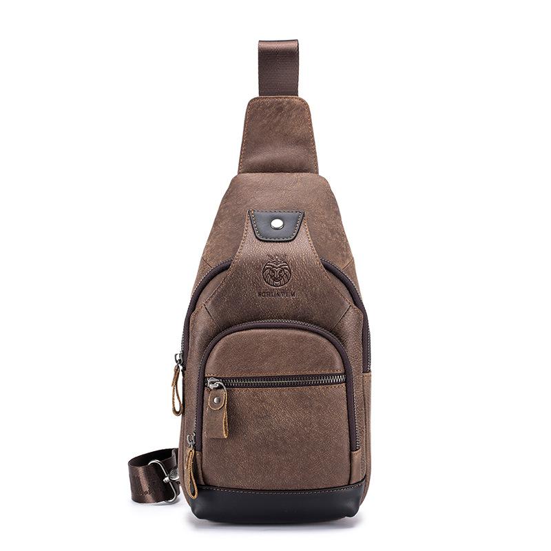 

Сумка кроссбоди из натуральной кожи для мужчин, мужская сумка кроссбоди спереди в тон из коровьей кожи кофейный