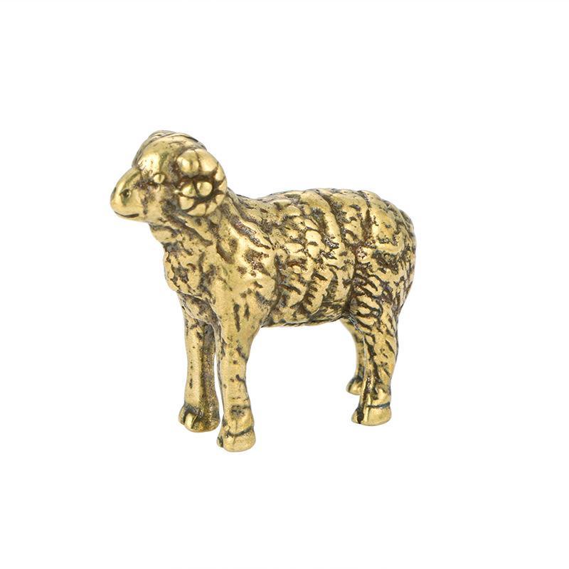 Solid Brass Small Sheep Figurines Miniatures Home Decor Desktop Ornament Tea Pet Decoration Antique Crafts Funny Children Gifts