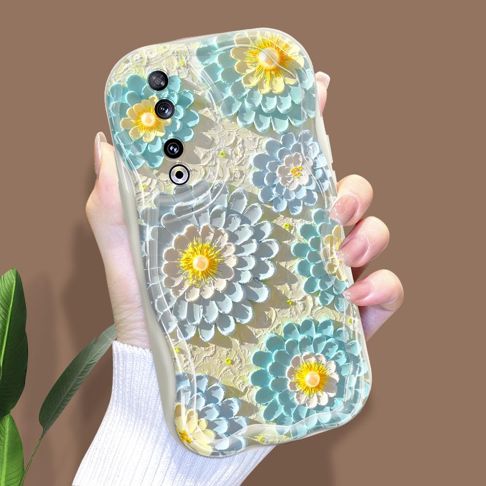 Cute Cartoon Pattern Cream Texture Casing Wavy Edge Soft Silicone Cover Phone Case for Huawei Honor Infinix Tecno iPhone