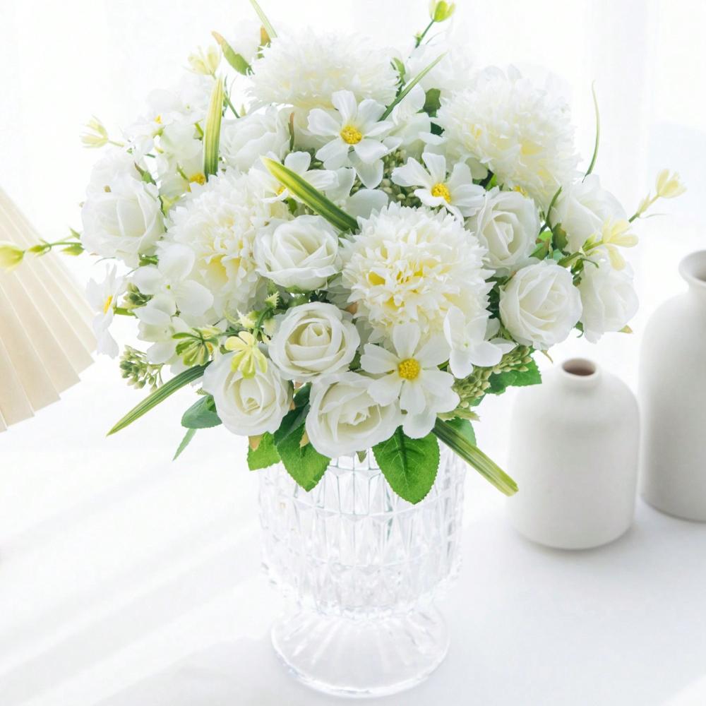 Artificial Roses Flowers Silk EUCALYPTUS Bouquet Valentine's Day Gifts Wedding Decoration DIY Wreath Material, Bride Holding Wrist Flower Decoration