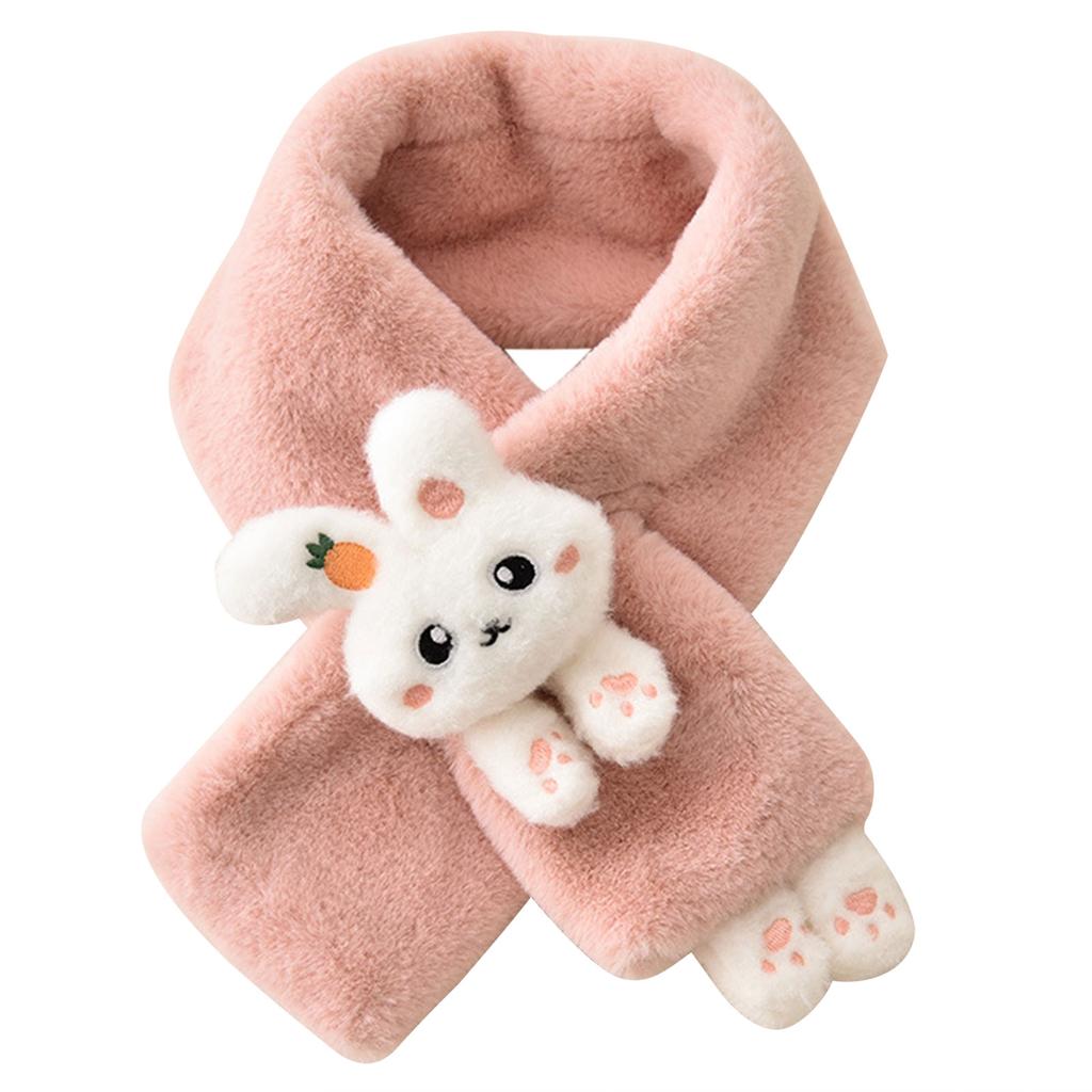 Autumn Winter Plush Outdoor Keep Warm Scarf Solid Color Toddler Scarf Boys Girls Plush Bunny Shape Neck Warm Scarves