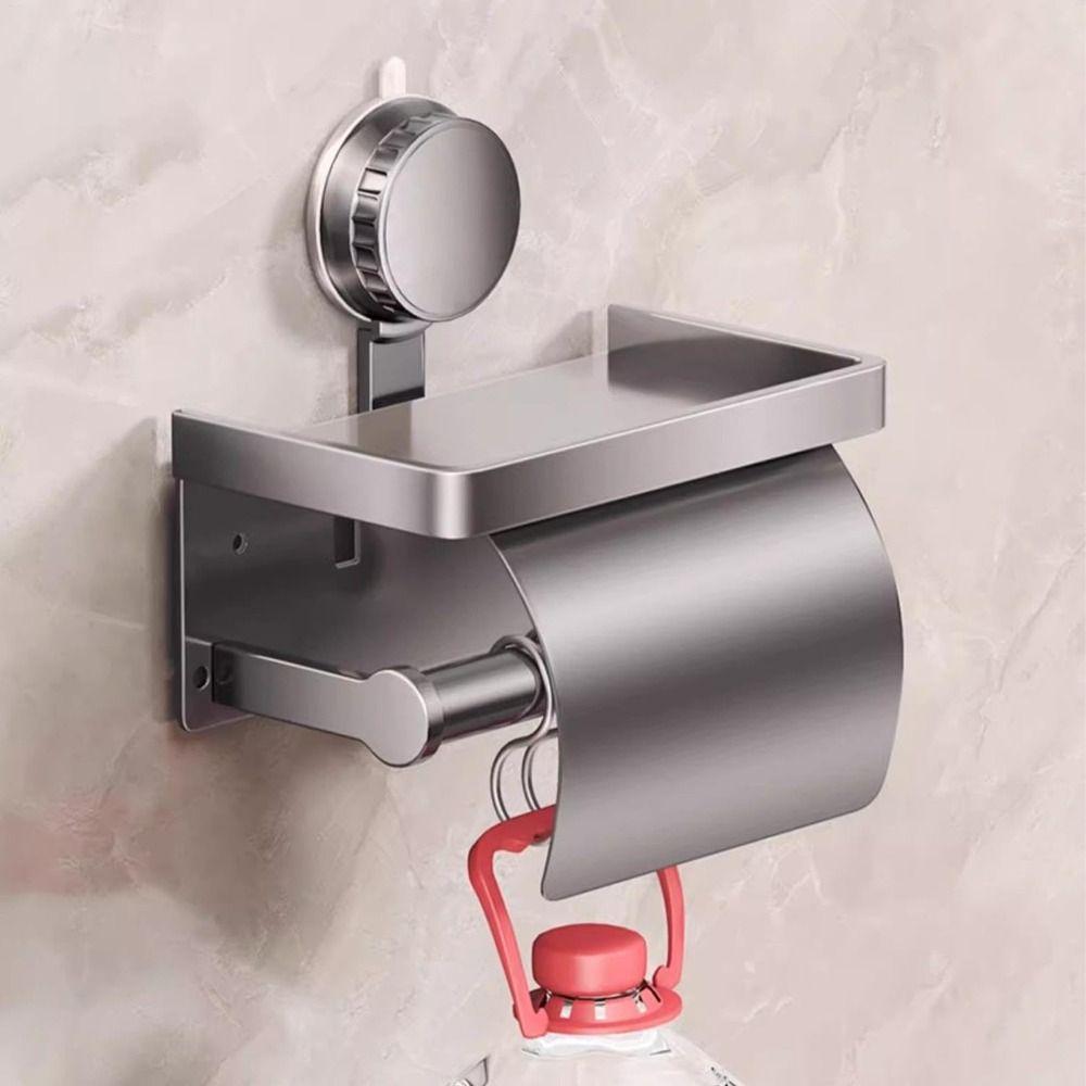 No Drilling Toilet Roll Paper Rack Suction Cup Tissue Stand  Bathroom Kitchen