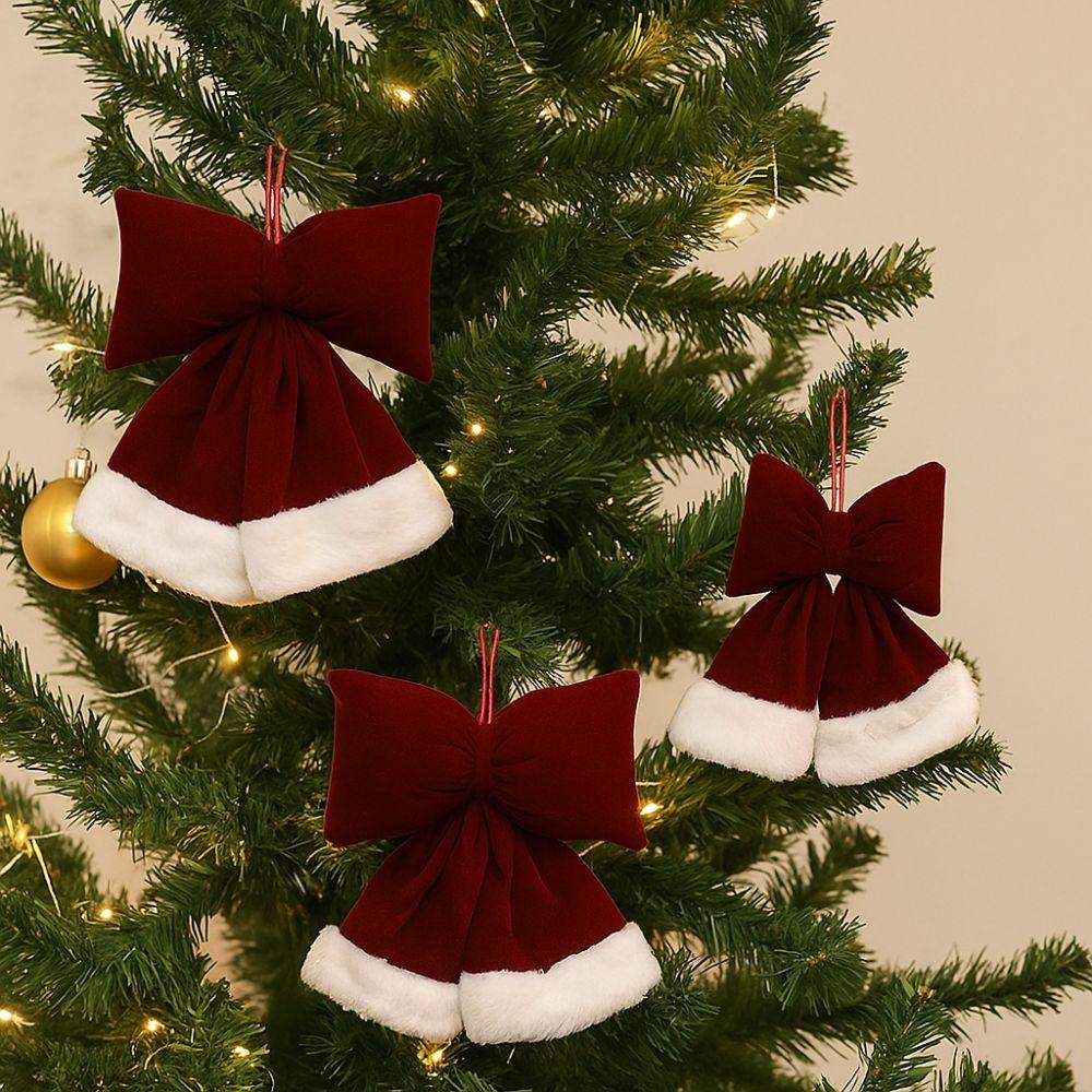 Flocking Velvet Bowknot Decoration Wine Red Bowknot Hanging Ornament Mall Atmosphere