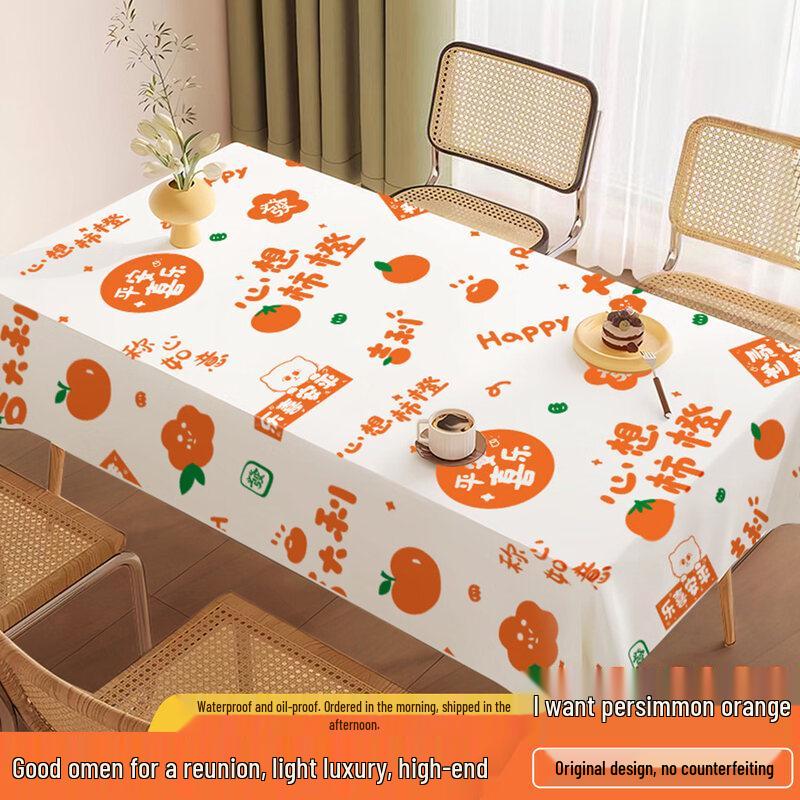 ZISIZ Persimmon Orange Print Disposable Tablecloth