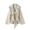 Lapel Tied Windbreaker Jacket Women's Commute Long Sleeve A-line Style Elegant Jacket Fashion Streetwear 2025 Autumn
