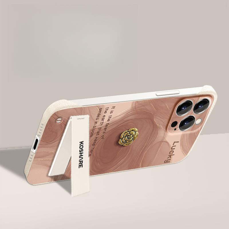 Camellia Doll Stand Suitable for Apple 13 Mobile Phone Case 14PROMAX Frameless 12 Ultra-thin Bare Metal Sense Anti-fall