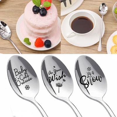 Stainless Steel Tableware Valentine's Day Anniversary Coffee Spoons Christmas Spoon Engraved Spoon Teaspoon