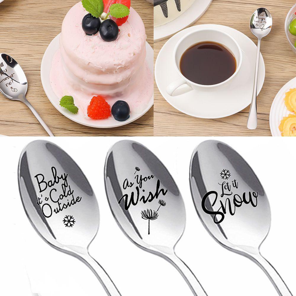 New Year Anniversary Best Present Tableware Coffee Spoons Christmas Spoon Teaspoon Engraved Spoon