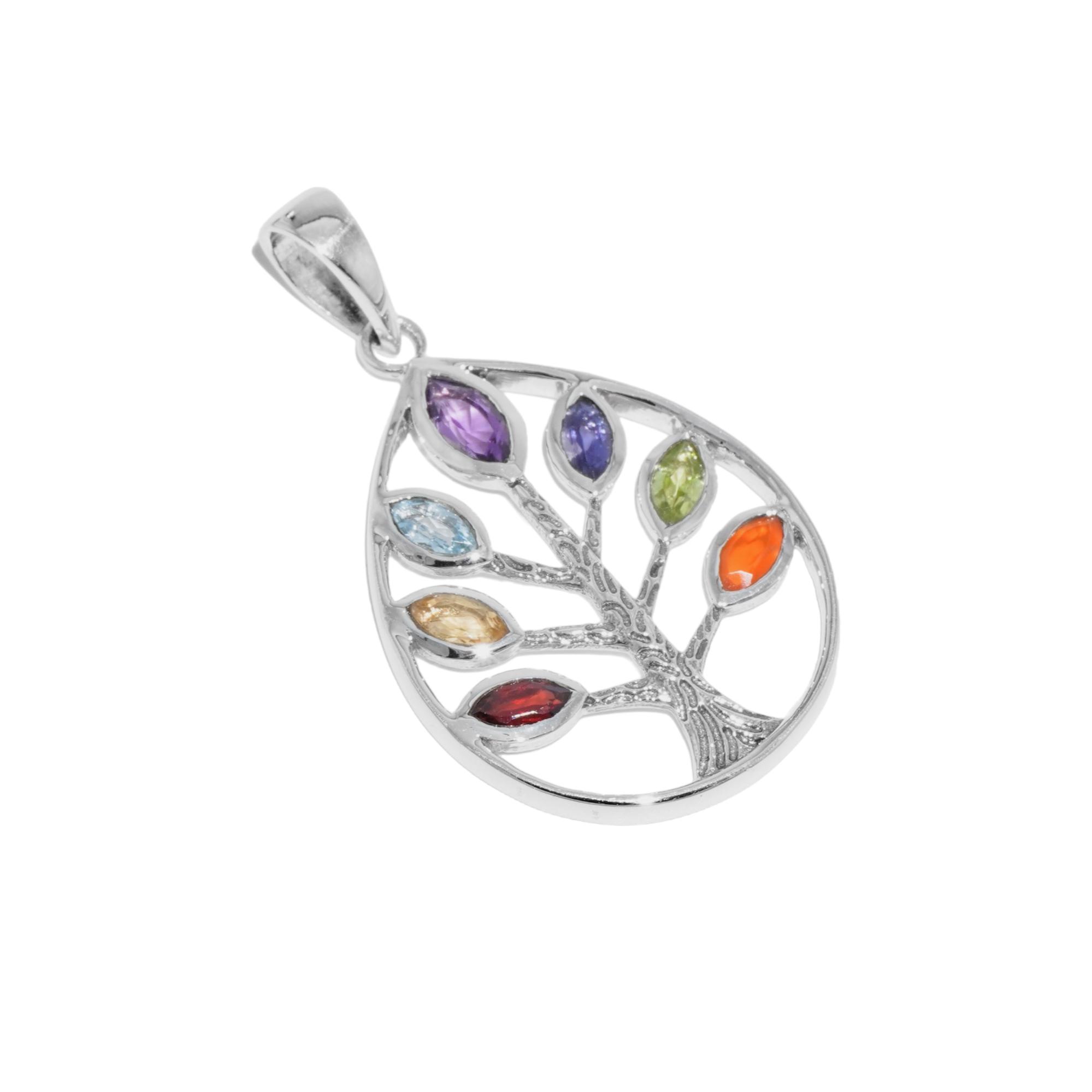 

Срібний кулон 925 проби з чакровими каменями для неї zivori кулон з кількома дорогоцінними каменями