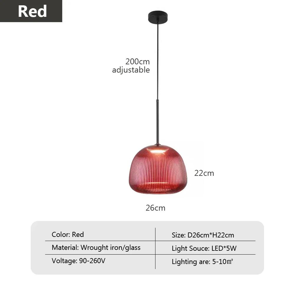 

Подвесной светильник из стекла в стиле ретро, средневековый, красочный, подвесной светильник для ресторана, гостиной, бара, спальни, светодиодная винтажная креативная люстра No bulb красный