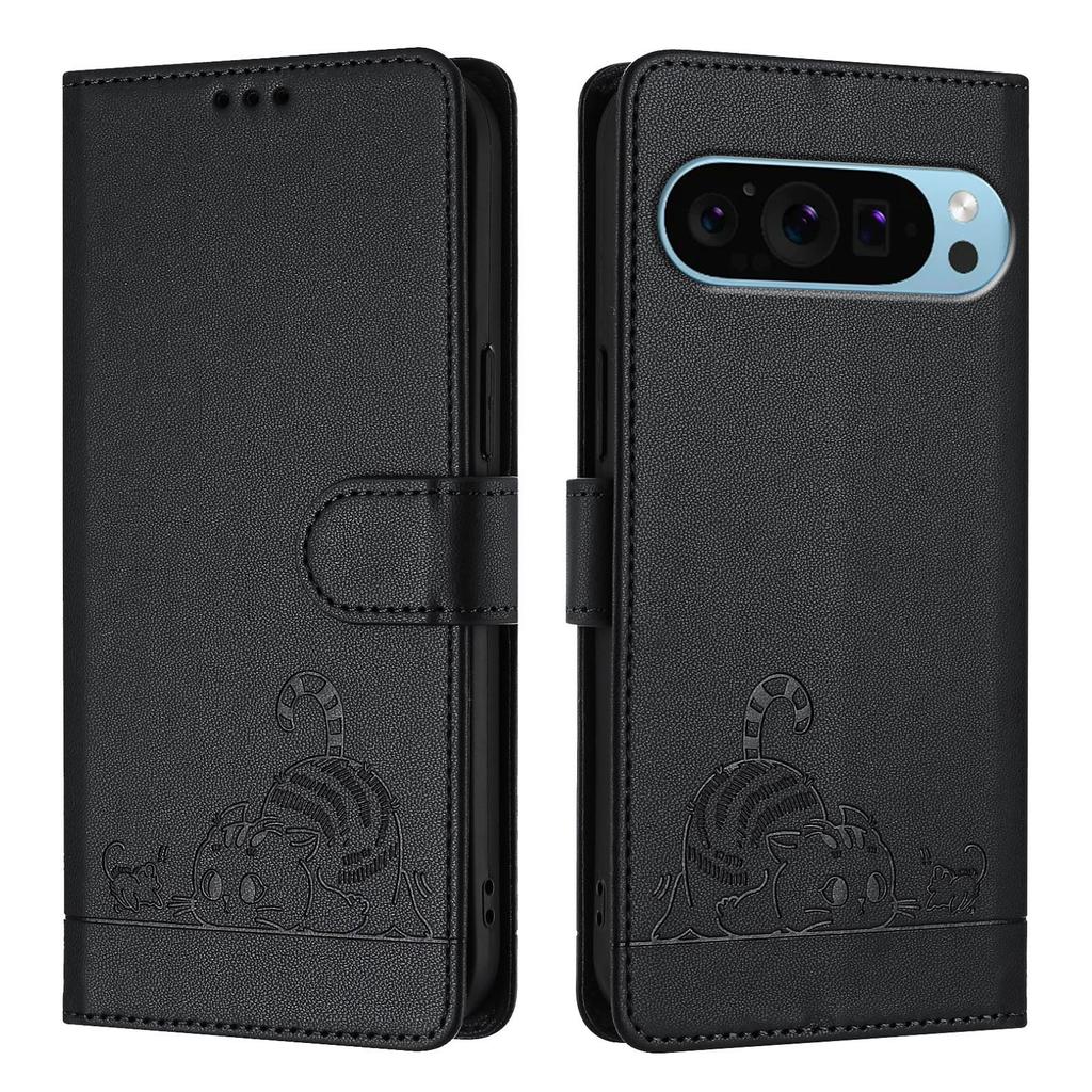 PU Läder Telefonbok Plånboksfodral "Katter fångar möss" för Google Pixel 5,Pixel 6,Pixel 6a,Pixel 6 Pro,Pixel 7,Pixel 7a,Pixel 7 Pro,Pixel 8,Pixel 9...